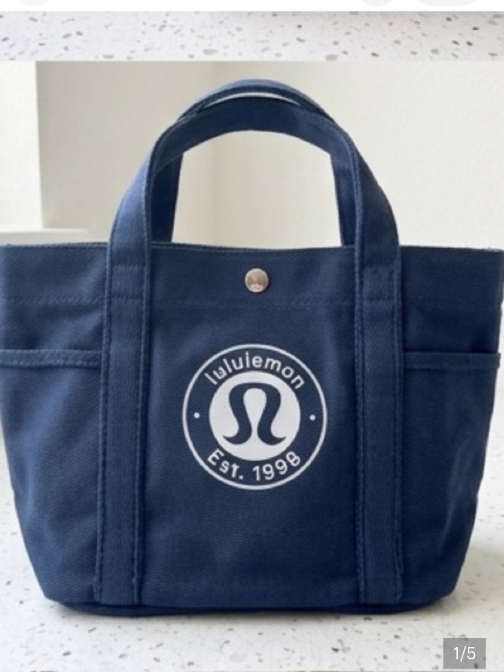 Lululemon blue canvas tote multi-pocket shoulder bag purse women’s